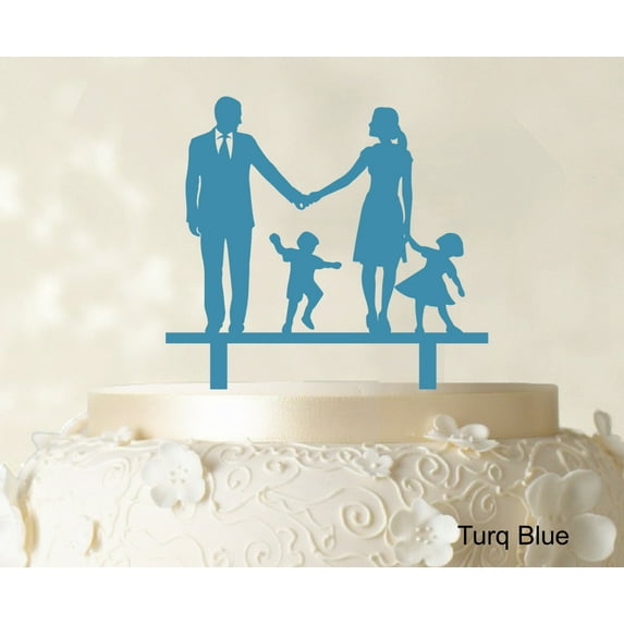 "Wedding Cake Topper Family Silhouette Bride And Groom With Child Cake Toppers Color Option Available 6""-7"" Inches Wide"