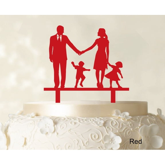 Wedding Cake Topper Family Silhouette Bride And Groom With Child Cake Toppers Color Option Available 6"-7" Inches Wide