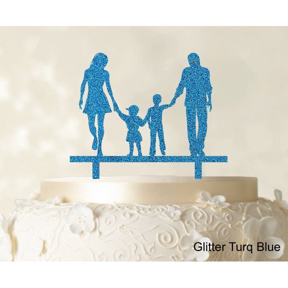 "Wedding Cake Topper With Children Family Silhouette Cake Topper Cake Decorations Cake Color Option Available 6""-7"" Inches Wide"