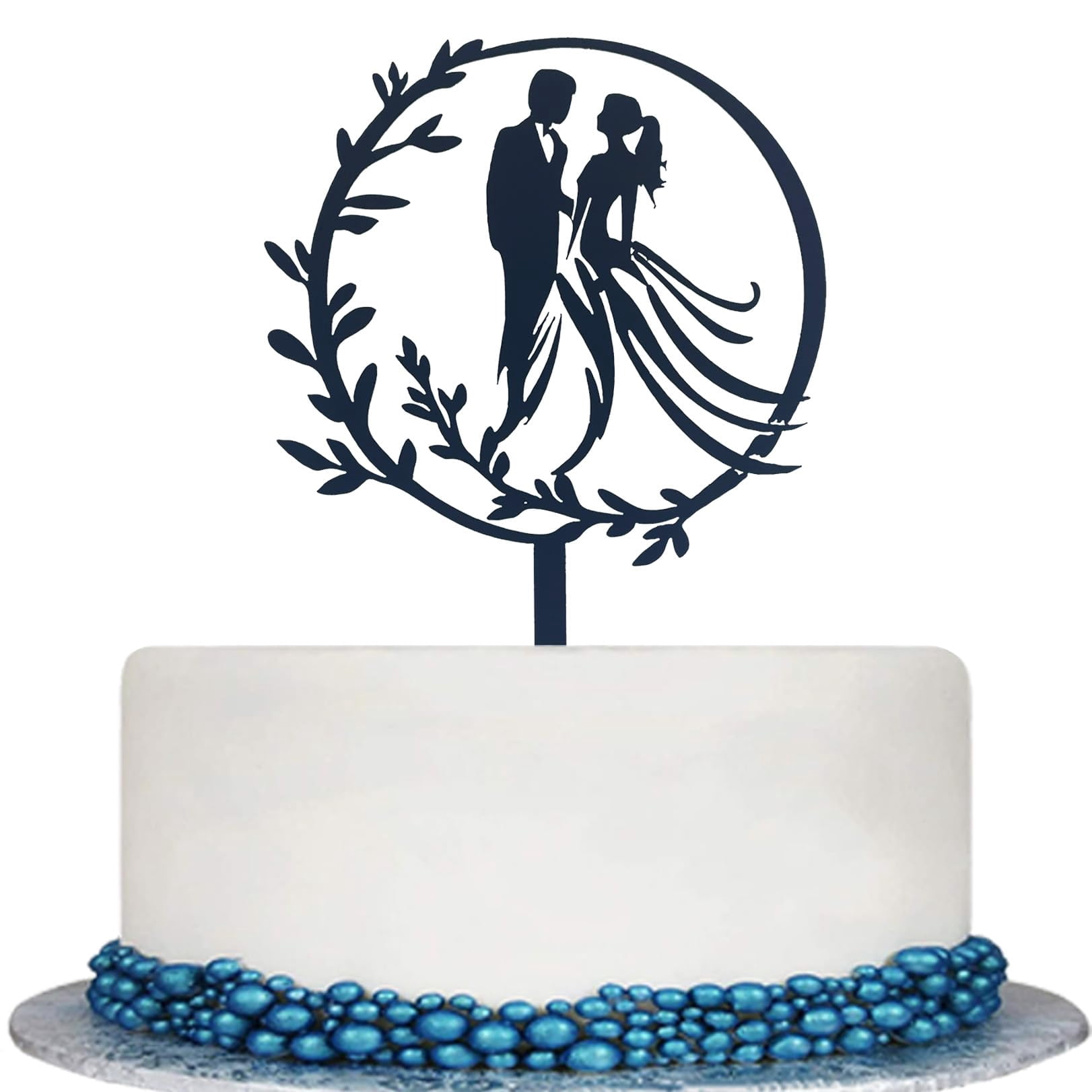 Black Acrylic Bride & Groom Cake Topper - Wedding, Anniversary, Engagement Party Decoration