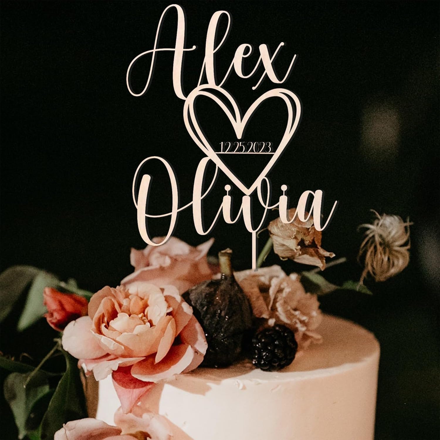 Custom Wedding Cake Topper - Bride & Groom, Personalized Anniversary Mr & Mrs, 6.5x7 Inch
