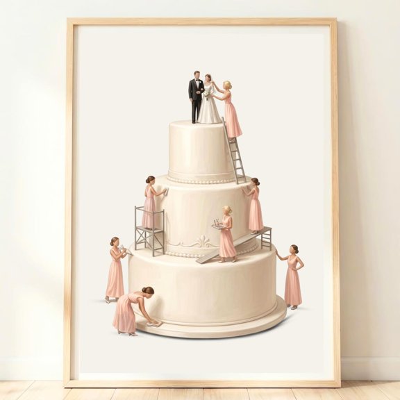 Wedding Cake Wall Art Reception Decor Print Elegant Wedding Artwork Bridal Celebration Wedding Venue Decor