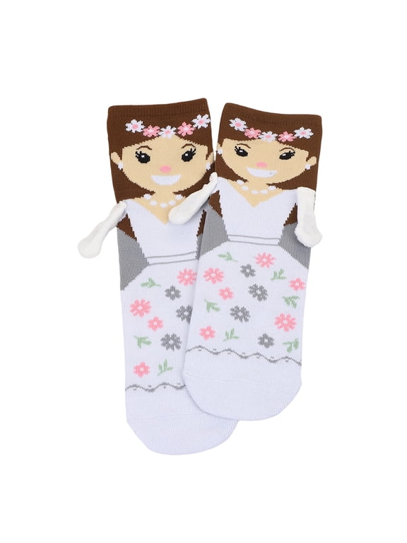 Wedding Calf Socks Cartoon Bride Bridegroom Pattern Cotton Socks Married Decoration Engagement Valentines Day