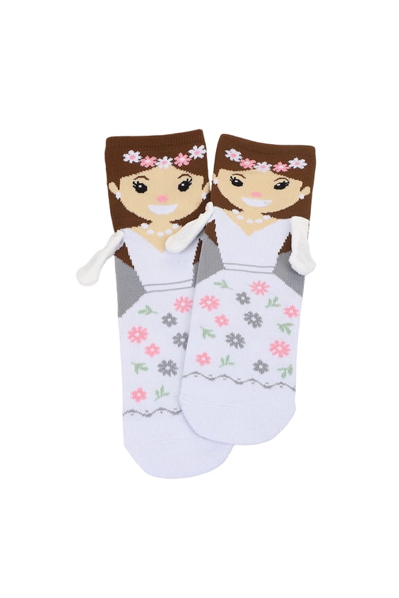 Wedding Calf Socks Cartoon Bride Bridegroom Pattern Cotton Socks Married Decoration Engagement Valentines Day