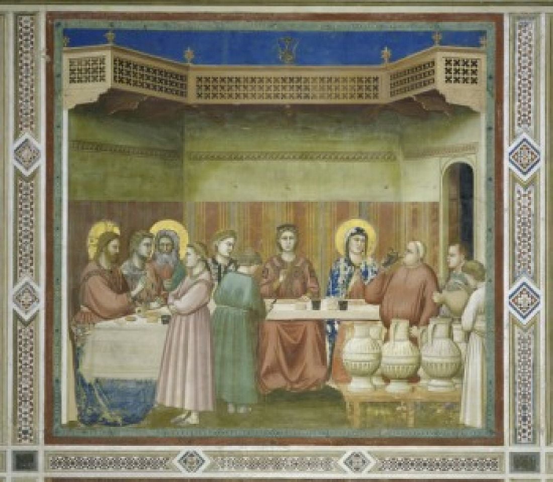 Wedding at Cana Giotto di Bondone (c 1266-1337 Florentine) Fresco Arena Chapel Cappella degli Scrovegni Padua Canvas Art - Giotto di Bondone (18 x 24)