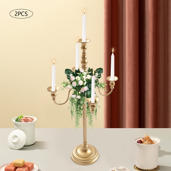 Wedding Candelabra, Two-Piece Iron Set with Flare Design, Easy Assembly Required, Great for Romantic Dinners and Special Occasions