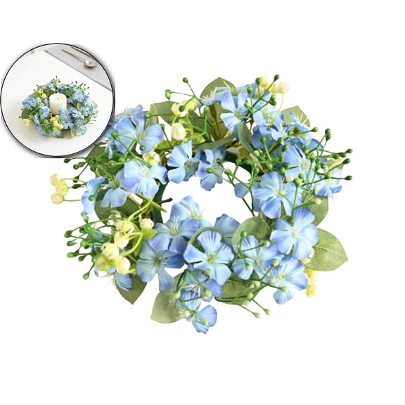 Wedding Candlestick Wreath Artificial Flower Plants Candle Ring Holder Table Centerpiece Decor