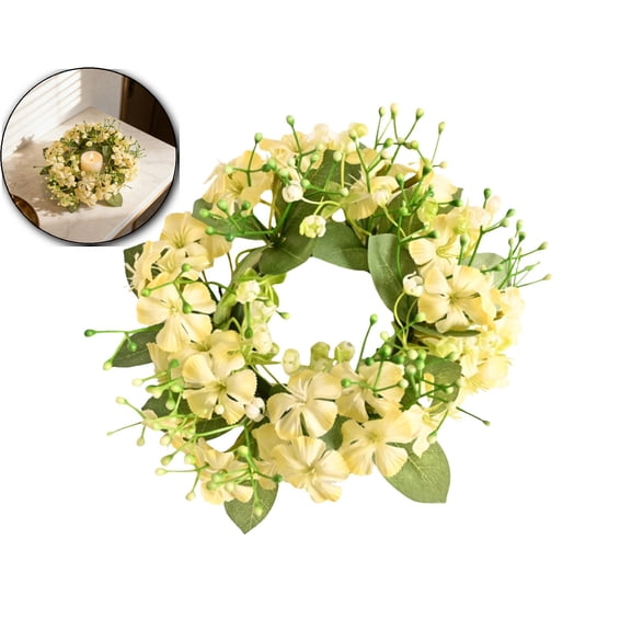 Wedding Candlestick Wreath Artificial Flower Plants Candle Ring Holder Table Centerpiece Decor