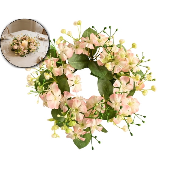 Wedding Candlestick Wreath Artificial Flower Plants Candle Ring Holder Table Centerpiece Decor