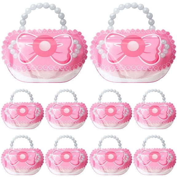 Wedding Candy Bags 10pcs Cute Bow Printed Self-Sealing Bags with Transparent Window Toteable Party Gift Bag for Birthday Wedding