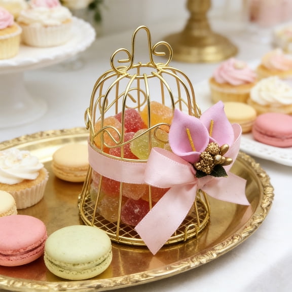Wedding Candy Favor Box Birdcage Tin – European Style Metal Candy Container for Wedding Reception, Party Favors, Gifts, Storage