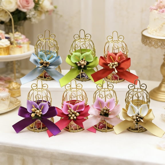 Wedding Candy Favor Box Birdcage Tin – European Style Metal Candy Container for Wedding Reception, Party Favors, Gifts, Storage