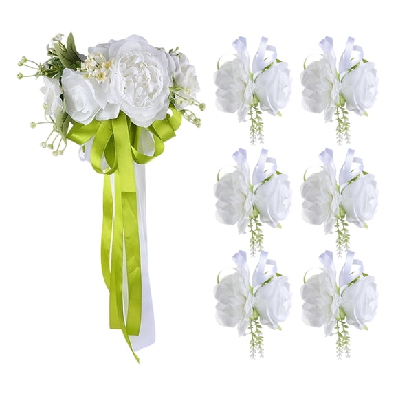 Wedding Car Bouquet Floral Decoration Set Silk Material Waterproof for Bridal Motorcade Party Scene