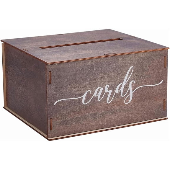 Wedding Card Box 11.4x10.5x6.5 Inch Wooden Weddings Cards Box with Slot Rustic Envelope Money Boxes DIY Wedding Money Envelope Card Boxes
