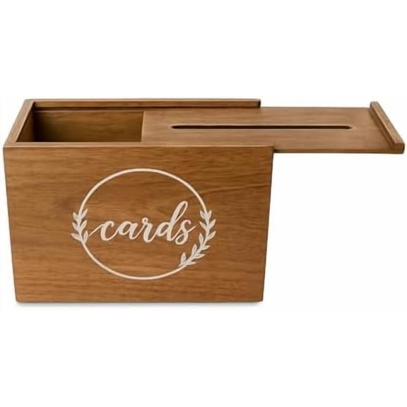 Wedding Card Box with Card Slit and Lock 12"X10"X4.5"- Gift Wishing Well Card Box for Weddings, Receptions, Birthdays, Graduations, Baby Showers, Honeymoon Funds SLDBRNTCNC