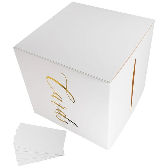 Wedding Card Box - Elegant White Paper Gift Card Box for Weddings Showers and Celebrations Collecting Wishes and Gifts 8.66 Inch