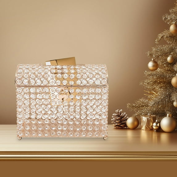 Wedding Card Box with Heart Lock, Great for Dressers, Wedding Receptions, Anniversaries, Birthdays, Parties, for Organizing Greeting Cards, Wedding Invitations, Cards, Envelopes, Stamps, and More