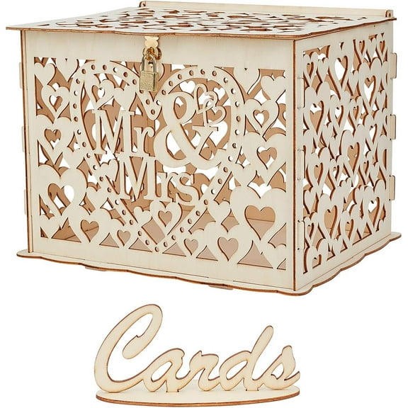 Wedding Card Box Rustic Card Box with Lock Catch Clasp Large Capacity Perfect for Weddings Baby Showers Birthdays Graduations