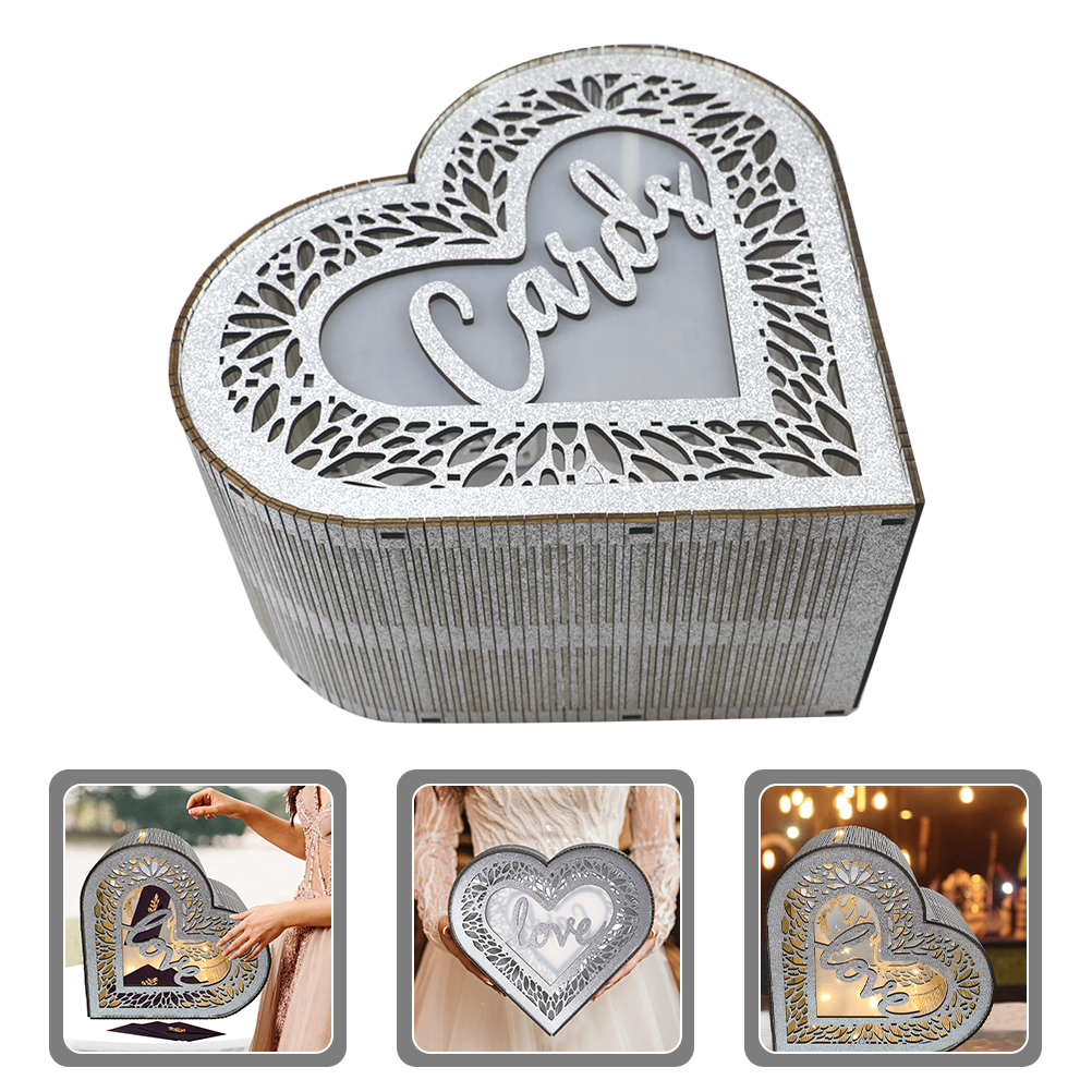Wedding Card Box With Hollow Design Wooden Card Box Anniversary Card