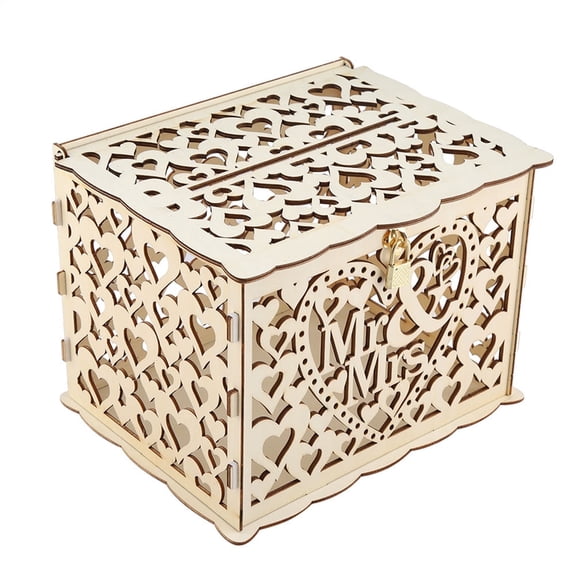 Wedding Card Box for Wedding Reception, Wooden Card Boxes with Lock for Reception Anniversary Graduation Birthday Parties Baby Shower