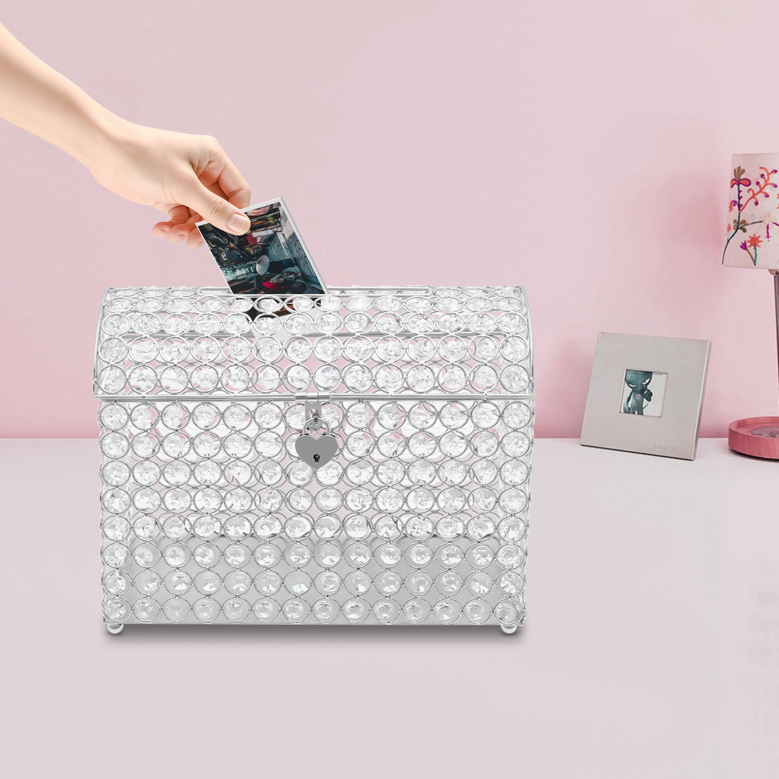 セキュアドガラス ウェディングギフトカードボックス Glass Card Box | Full Opening | Black Card Boxes by Hanna Roberts