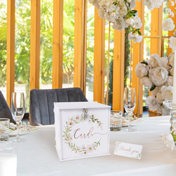 Wedding Card Box with Lock Wooden Foldable​ Present Box Fashionable Design Easy to Assemble for Reception Anniversary Graduation