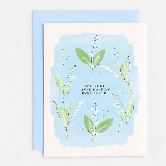 Wedding Card with Floral Design And They Lived Happily Ever After Blank Inside, Includes Envelope Perfect for Newlyweds, Engagements, or Weddings