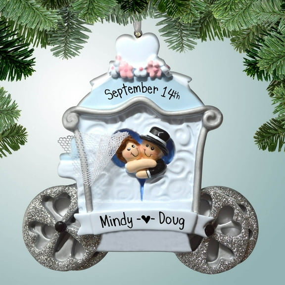 Wedding Carriage - Personalized Ornament - Just Married - First Christmas - 1st Xmas - Perfect Stocking Stuffer - Great Gift Ideas