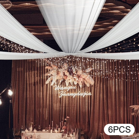 Wedding Ceiling Drapes, 6 Panels 5ftx15ft Chiffon Fabric Drapery Curtain Wedding Ceiling Stage Decorations