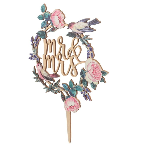 Wooden Cake Topper for Wedding Decor Multi Color Creative Design Elegant Look Safe to Use with Cake