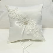 BPLLAPEG Wedding Ceremony Ring Bearer Pillow Cushion With Pearl Beaded Lace Silk 18x18cm