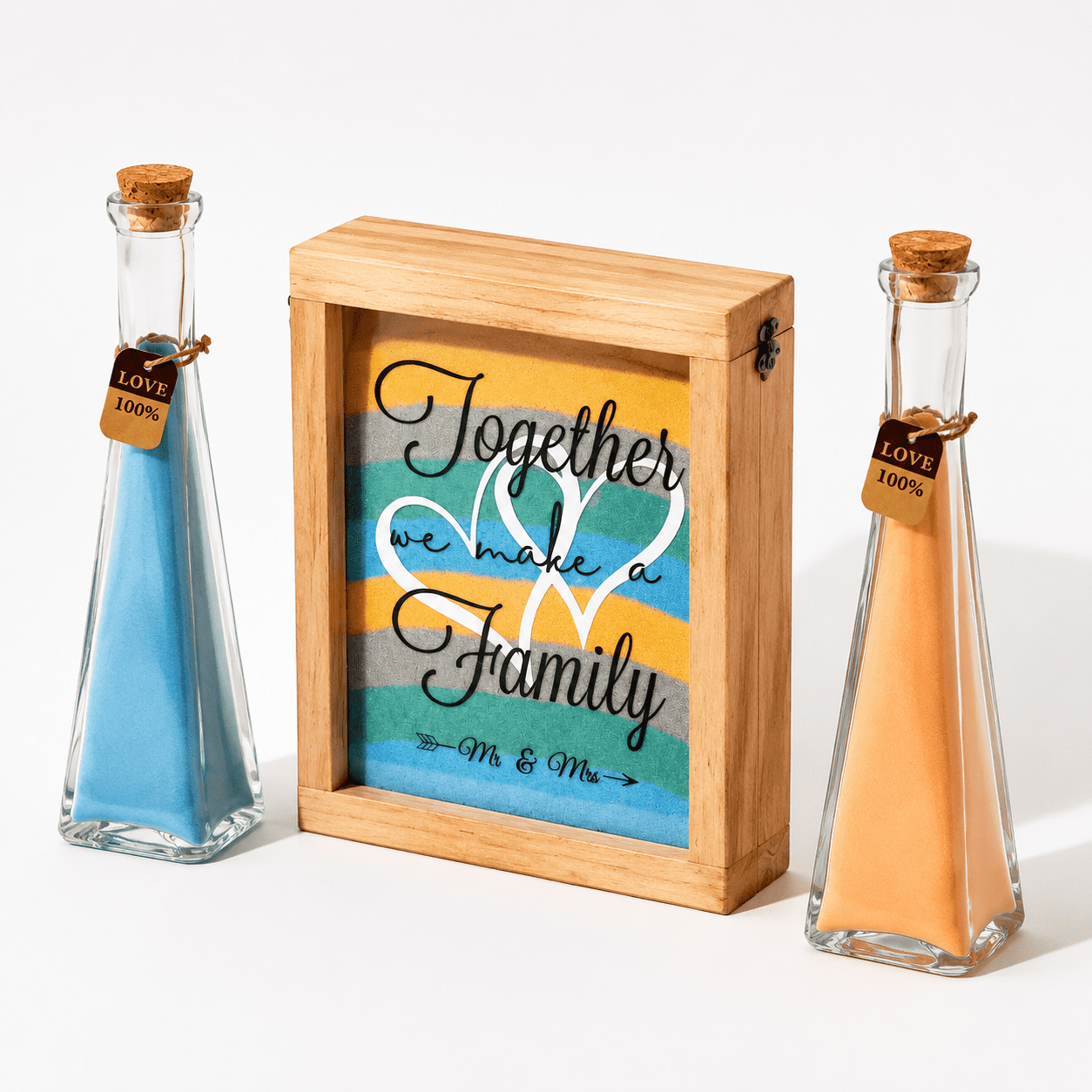 Wedding Ceremony Unity Sand Set, Colorful Romantic Design with Heart ...