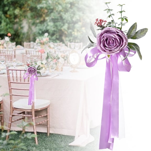 Wedding Chair Decor, Elegant Artificial Flower Bouquets for Chair Back Decorations, Wedding Ceremony and Reception Decor, Photography Props for Bride and Groom Chairs