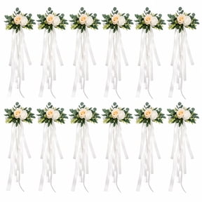 Wedding Chair Decorations Bow Set 12 Pieces 22.44 x 14.56 Inches, Made of Ribbon, Plastic, and Wire, Ideal for Wedding Aisle, Reception Tables, and Outdoor Proposal Decorations