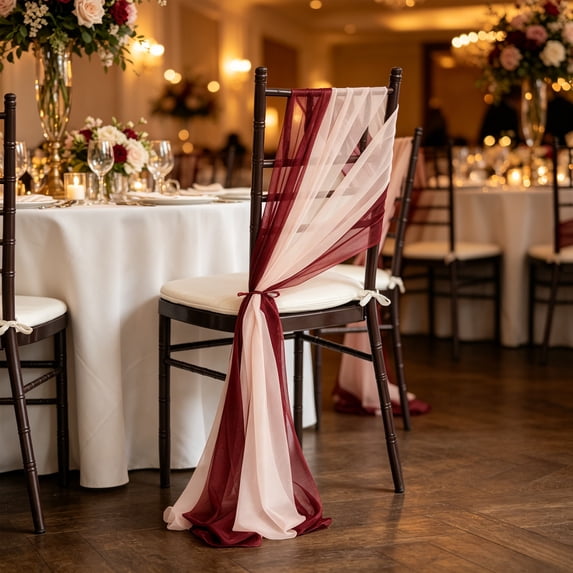 Wedding Chair Sashes Cover Aisle Decorations 2 Pcs Draping Fabric Wrinkle-Free Chair Sashes Cover for Party Ceremony Reception Floral Arrangement Banquet Outdoor Decor