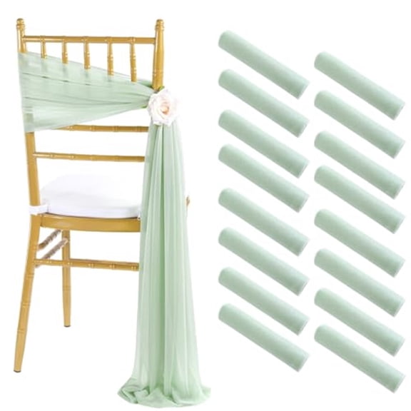 Wedding Chair Sashes Cover Aisle Decorations Draping Fabric Wrinkle-Free with Tie 16 Pcs Sage & Milky Green for Party Ceremony Reception Floral Arrangement Banquet Outdoor Decor