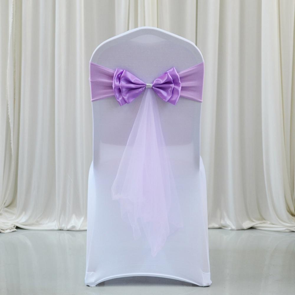 Stretch Organdy Ribbon Wedding Chair Satin Sash Bow Tie Organza Ribbon Chair Sashes Stretch ...