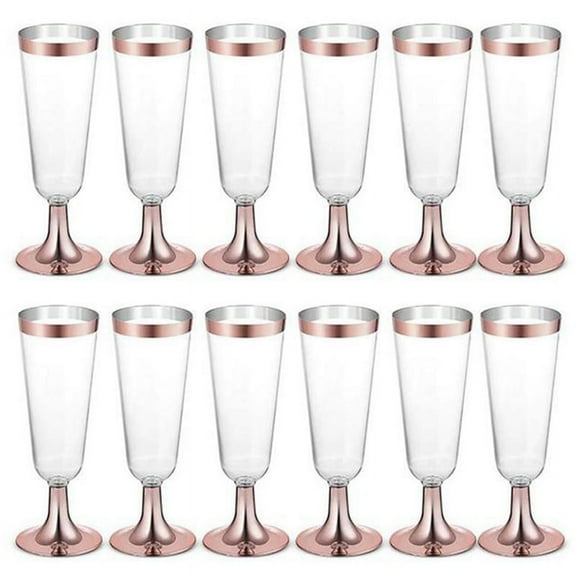 Wedding Champagne Flute Disposable Plastic Wedding Cup Champagne Glass Drinking Utensils for - Gold