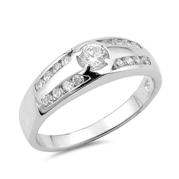 Wedding Clear Cubic Zirconia Round Ring .925 Sterling Silver Band White Jewelry Female Male Size 5