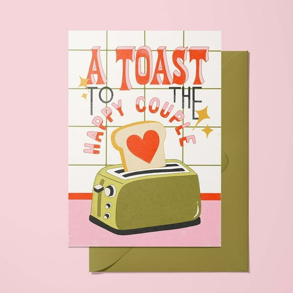 Wedding Congratulations Card – A Toast to the Happy Couple – Fun Toast Design with Envelope Included – Perfect for Newlyweds, Engagements, or Weddings