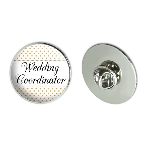 Wedding Coordinator Planner Elegant Polka Dots Metal 1.1" Tie Tack Hat Lapel Pin Pinback