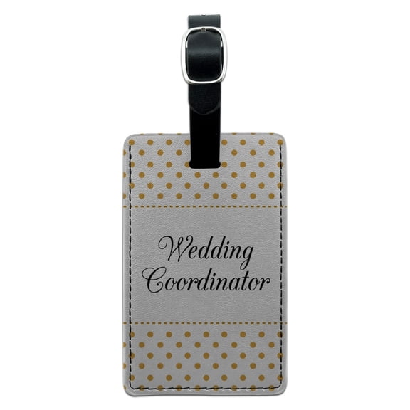Wedding Coordinator Planner Elegant Polka Dots Rectangle Leather Luggage Card Suitcase Carry-On ID Tag
