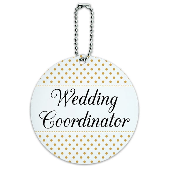 Wedding Coordinator Planner Elegant Polka Dots Round Luggage ID Tag Card Suitcase Carry-On