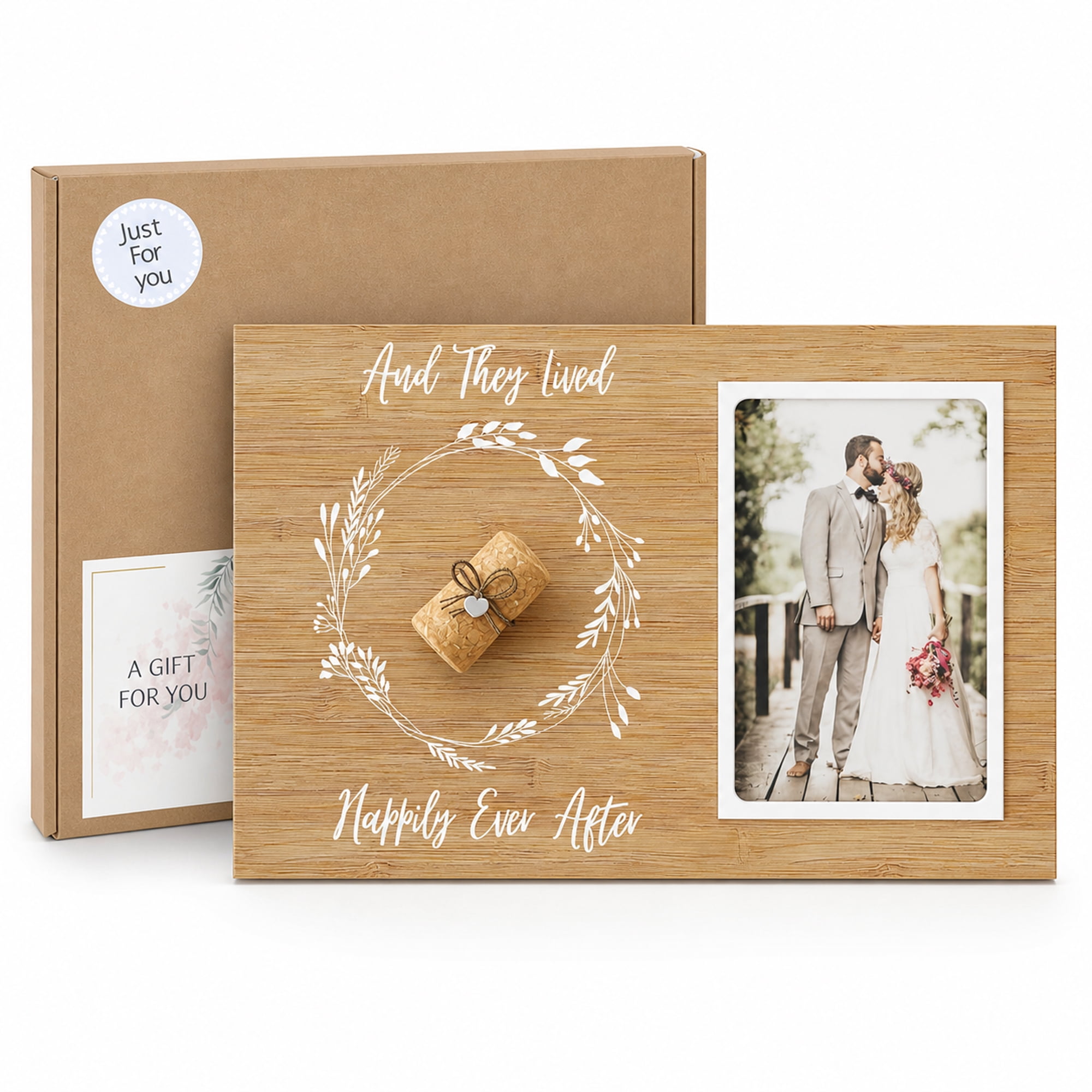 Wedding Cork Keepsake Frame, Bridal Shower Gift for Couple, Unique Newlywed Memory Frame with Gift Box, 7.5 x 12 in