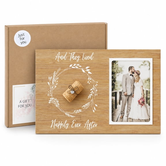 Wedding Cork Keepsake Frame, Bridal Shower Gift for Couple, Unique Newlywed Memory Frame with Gift Box, 7.5 x 12 in