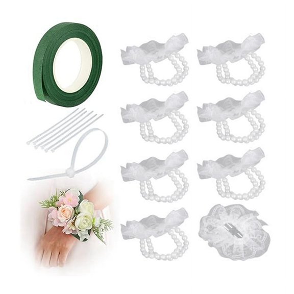 Wedding Corsage DIY Kit: 8 Garlands, 1 Roll Tape, 100 Cable Ties in OPP Bag Packaging