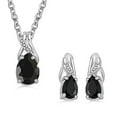 thumbnail image 1 of Wedding Costume Jewelry Set for Women Black Tourmaline Drop Earrings Bridal Necklace 925 Sterling Silver Stainless Steel Size 20'' Birthday Christmas Gifts for Women, 1 of 11
