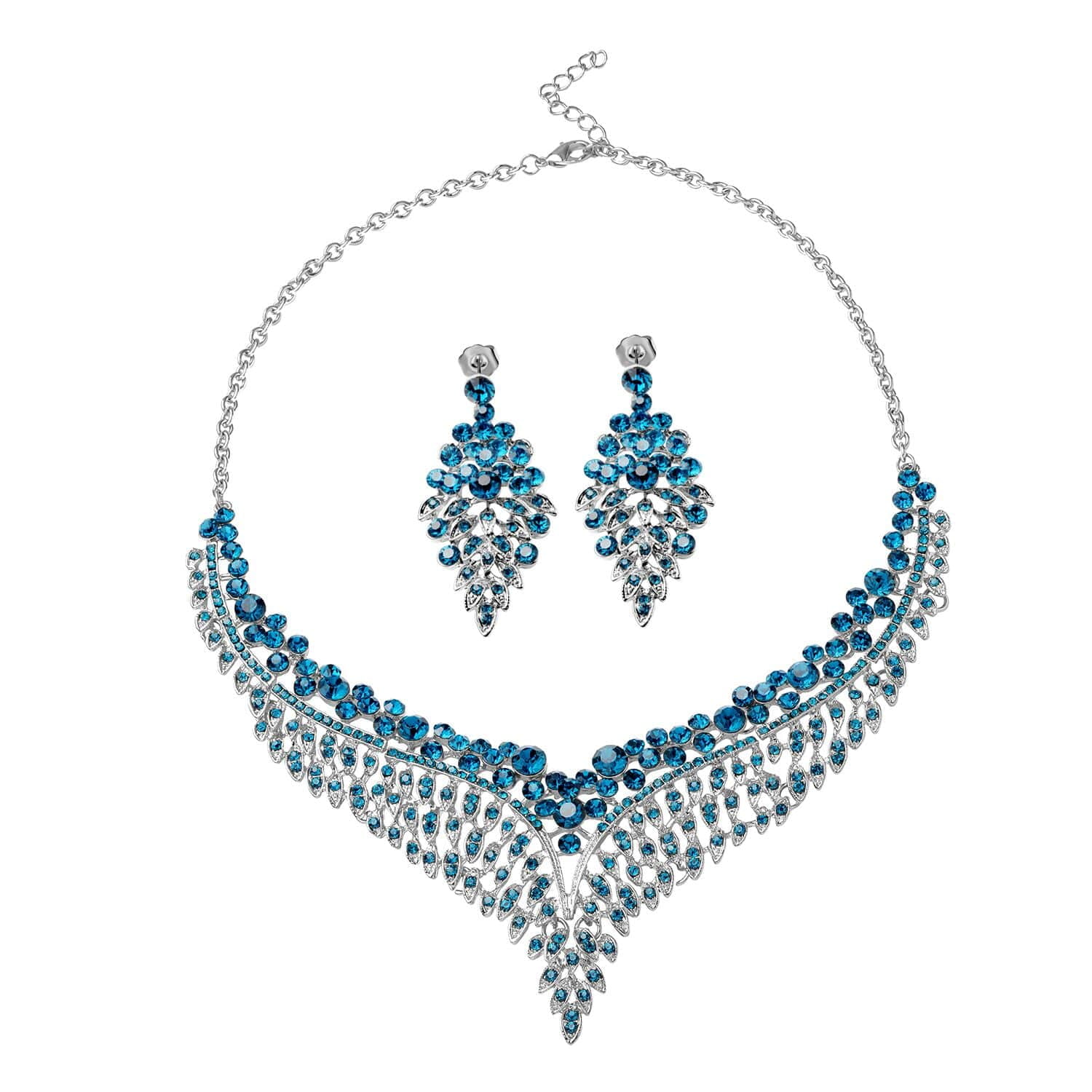 Earrings Jewellery Set Online Amazon Platinum Plated Teal Crystal