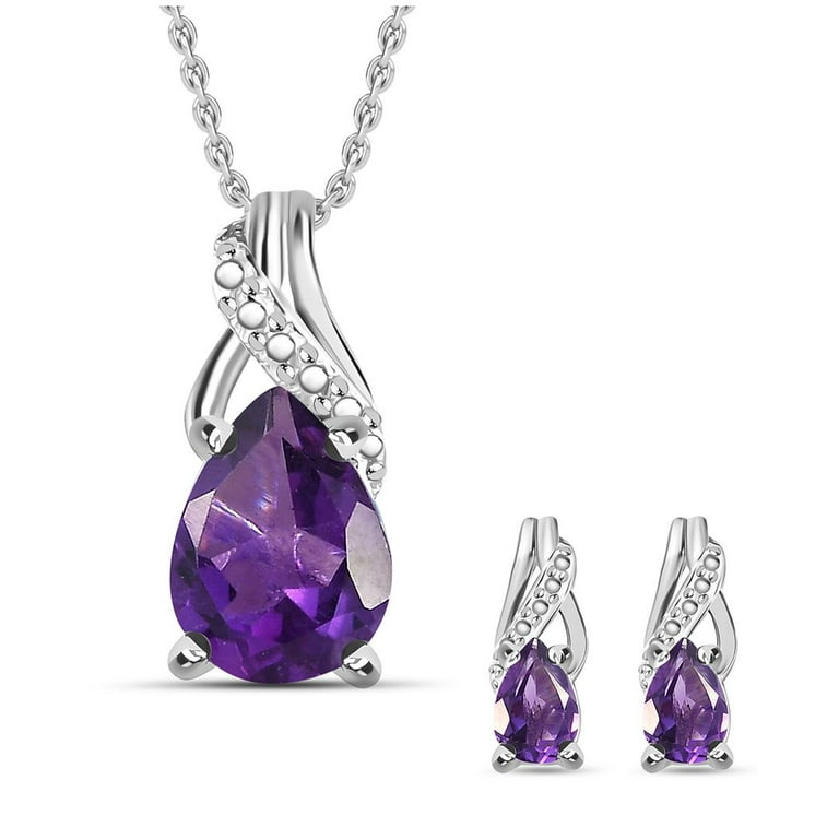 Amethyst Drop Sterling Silver Necklace Amethyst Drop Sterling Silver Necklace