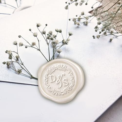 Wedding Couple 2 Letter Monogram Custom Adhesive Wax Seal Stickers 50-Pack Hand Pressed in USA from Real Sealing Wax-Multiple & Design Choices$$Art & Craft